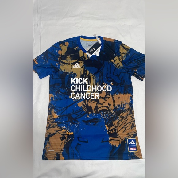 ADIDAS MARVEL SOCCER COLLECTION KICK CHILDHOOD CANCER JERSEY SIZE L - Picture 5 of 7